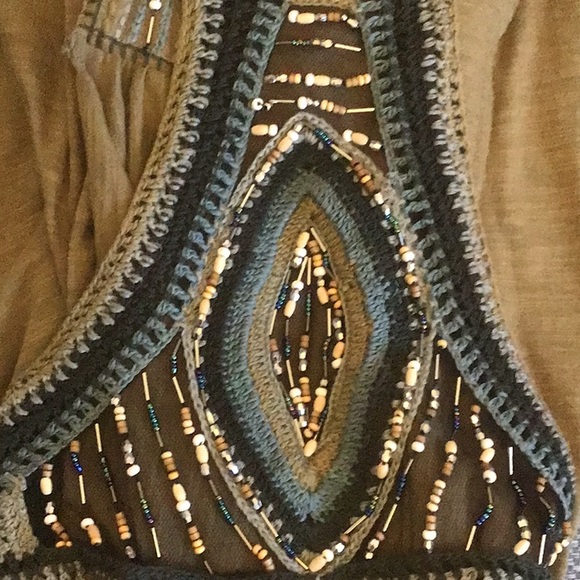 Beautiful draped vest /large beadwork design in back and beads on shou… - Picture 2 of 4